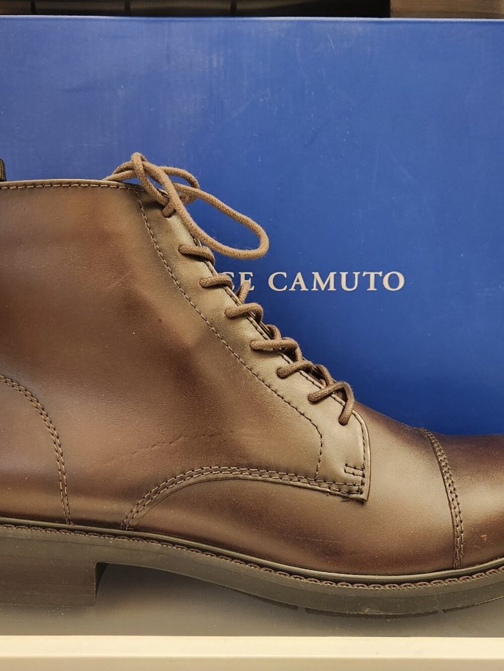 Vince Camuto "Ferko" Sherry/Black Lace Up boots. NIB. Size 11.5